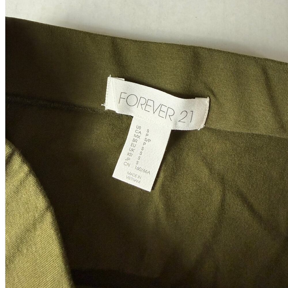 Forever 21 Women's Olive Green Slit Hem Stretch Skirt S - Picture 2 of 6